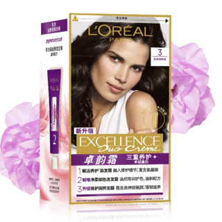 L'OREAL PARIS 巴黎欧莱雅 卓韵霜赋活养护染发霜 #3自然深棕色 1盒