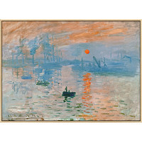 海龙红 克劳德·莫奈 Claude Monet《日出印象》108x80cm 油画布 原木色PS框