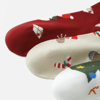 YOUKESHU 有棵树 圣诞系列 男女款中筒袜套装 YKS590 4双装(圣诞树+姜饼人+红底雪人+圣诞老人)