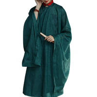 裳裳者华 明制汉服 南归 女士立领大襟长衫 雀绿 S