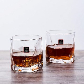 RCOMS1950 威士忌酒杯 无铅水晶玻璃256ML异纹两支酒具礼盒装