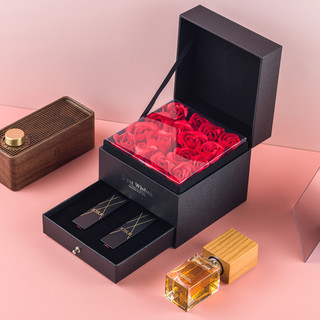 口红礼物盒送女友生日包装盒空盒高档礼品包装项链戒指礼盒  黑色9朵花+