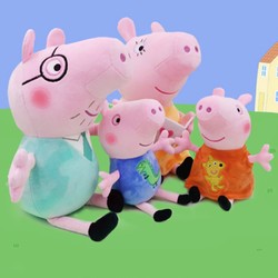 peppapig小豬佩奇大號一家四口毛絨玩具