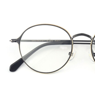 HAN 汉 HN41021 黑金色金属眼镜框+1.60折射率 非球面防蓝光镜片