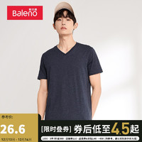 Baleno 班尼路 新款短袖t恤男时尚纯色V领韩版修身棉质半袖上衣 B26-V领 XXL