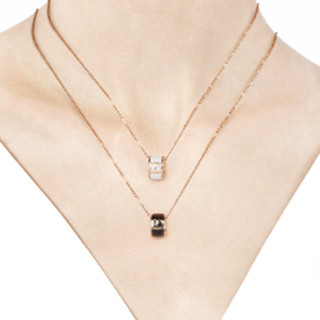 I Do BOOM瓷系列 简约18K玫瑰金宝石钻石项链 0.004克拉 45cm 3g 白色