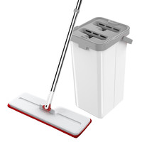 okwife 好媳妇 刮刮桶免手洗平板拖把桶 洗脱合一干湿两用拖布 家用墩布网红懒人地拖共2块配布 大号