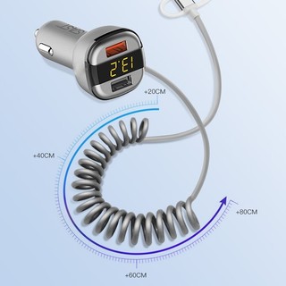 SAST 先科 AY-T52C 车载充电器 双USB口 一拖三线转换器