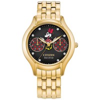 CITIZEN 西铁城 Eco-Drive Women's Minnie Mouse Gold-Tone Stainless Steel Bracelet Watch 30mm