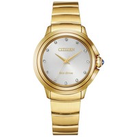 CITIZEN 西铁城 Eco-Drive Women's Ceci Diamond Accent Gold-Tone Stainless Steel Bracelet Watch 32mm