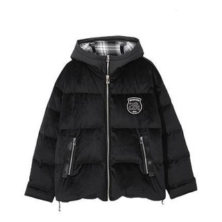 JACK&JONES 杰克琼斯 男女款连帽羽绒服 221412073 黑色 XL