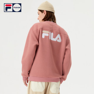 1FILA FUSION 斐乐潮牌3情5侣6加绒套头卫衣2021冬季仿羊羔绒套头衫女