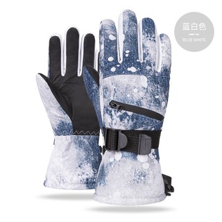 COPOZZ滑雪手套男女触屏加厚加棉绒保暖手套冬季登山运动骑行防风 蓝色 XL