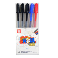 SAKURA 樱花 XPGB 拔帽中性笔 混色 0.3mm 黑3+蓝1+红1 5支装