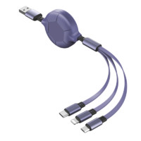 CIBOU Type-C/Lightning/Micro-B 2.8A 数据线 硅胶 1.2m 紫色
