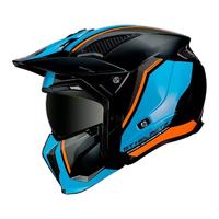 MT HELMETS 街霸系列 摩托车头盔 组合盔 哑蓝橙双子 XXL码