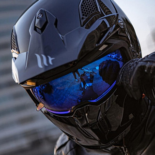 MT HELMETS 街霸系列 摩托车头盔 组合盔 亮蓝橙双子 XXXL码
