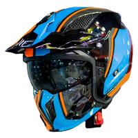 MT HELMETS 街霸系列 摩托车头盔 组合盔 亮蓝橙双子 L码