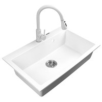 意狄讴 7080SY 石英石水槽套装 麻白色 龙头款