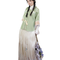 桔屿 明制汉服 雪梅 女士交领短袄方领半袖齐腰褶裙 JY-12