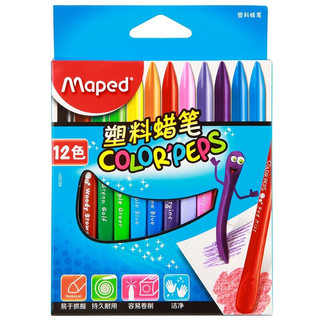 Maped 马培德 862001 三角杆塑料蜡笔 12色