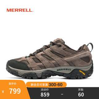 MERRELL 迈乐 徒步鞋男鞋 MOAB2户外低帮vibram防滑耐磨减震透气登山鞋J06011 J033347 棕黄 40