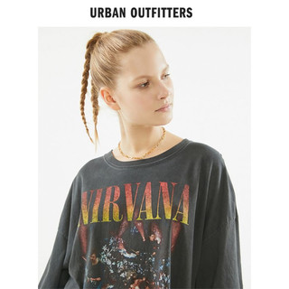 潮酷个性 Nirvana宽松oversized摇滚乐队涅槃做旧印染廓形T恤裙