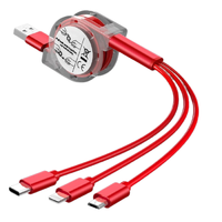 dragon master 驯龙师 Type-C/Micro-B/Lightning 3A 伸缩数据线 1m 红色