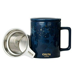 COSTA COFFEE 咖世家咖啡 Costa马克杯带盖勺陶瓷男女杯子圣诞办公室咖啡杯泡茶茶水分离杯