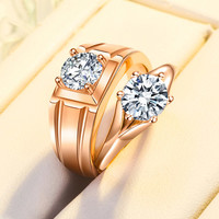 莫桑钻石戒指女高端大气活口对戒925纯银镀白金闺蜜情侣结婚礼物
