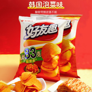 orion 好丽友 好友趣大凹凸薯片83g韩国泡菜味膨化休闲零食解馋小吃