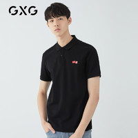 GXG 男装2019夏商场同款黑色Polo衫翻领短袖上衣男士保罗衫T恤潮流