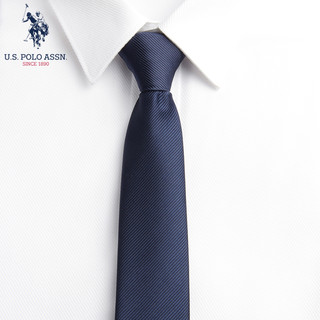 us polo assn U.S.POLO ASSN.拉链领带男5.5商务休闲正装一拉得懒人免打结男士西装领带学生礼盒装 SLDOO-60006 藏蓝