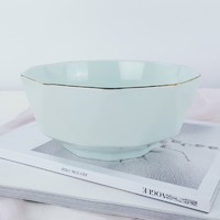 wu lan crystal 乌兰茶晶 汤碗面碗 单个陶瓷学生大碗沙拉碗欧式抗菌家用可微波烤箱易清洁 8英寸钻石碗（青色）