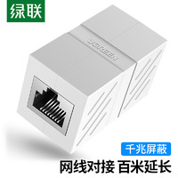 UGREEN 绿联 网线连接器 RJ45网线接头延长器 千兆网络模块屏蔽连接线对接器 水晶头双通头直通头 白 20311