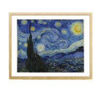 买买艺术 文森特·威廉·梵高《星月夜》50x40cm 版画纸 原木色铝合金框