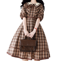 Bitter Sweet 白英工作室 Lolita洛丽塔 扣扣子 女士OP有袖连衣裙 长款 巧棕 M