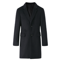 MECITY 男士中长款大衣 539405 夜黑蓝 XXL