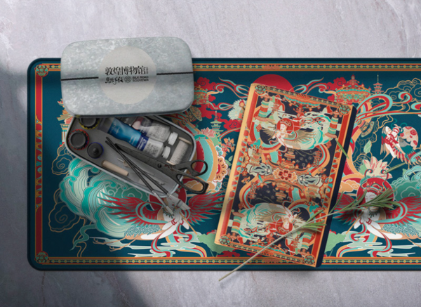 敦煌博物馆 极乐系列文创鼠标垫 30x70cm 创意国风办公桌垫