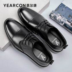 YEARCON 意尔康 男鞋 皮鞋男2021新款系带尖头英伦商务正装男士皮鞋（加绒款同链接在售） 黑色 42