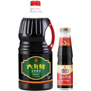 酱油蚝油组合装 1.8L+230g（六月鲜 特级酱油1.8L+味达美 臻品蚝油230g）