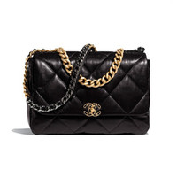 香奈儿/Chanel女包19bag黑色羊皮菱格翻盖包肩背包同款礼盒装 小号 26 × 16 × 9 cm