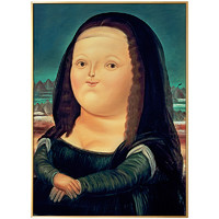 海龙红 费尔南多·博特罗《蒙娜丽莎》43x60cm 1978 油画布 轻奢金铝合金框
