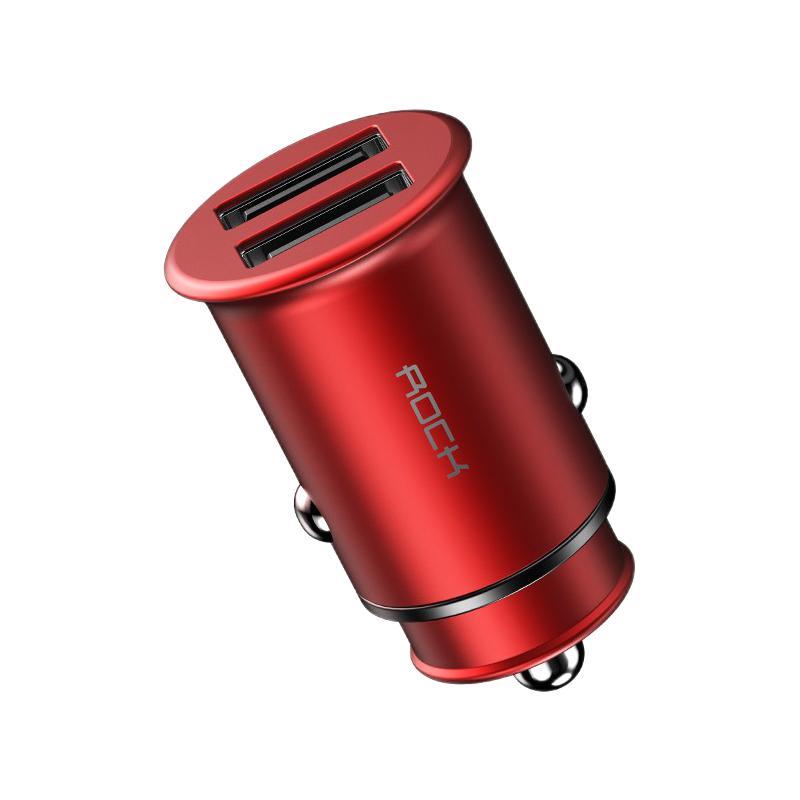 ROCK 洛克 C8-B 车载充电器 一拖二双口 24W 红色