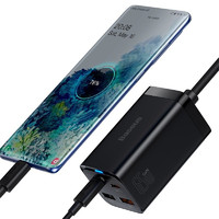 BASEUS 倍思 CCDK65C 氮化镓手机充电器 Type-C*2/USB*2 65W+数据线 100W 黑色