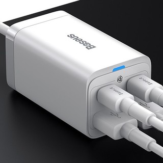 BASEUS 倍思 CCDK65C 氮化镓手机充电器 Type-C*2/USB*2 65W+数据线 100W 白色