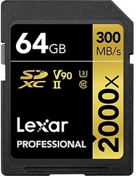 Lexar 雷克沙 专业 2000x 64GB SDXC UHS-II 存储卡 无读卡器 高达300MB / s (LSD200064G-BNNAG)