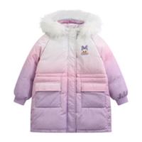 Disney baby pK4mAz8t 女童中长款羽绒服 渐变粉紫 90cm