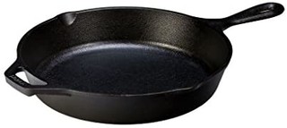 LODGE 洛极 预调味铸铁煎锅，带辅助手柄，10.25 英寸（约26.04厘米），黑色