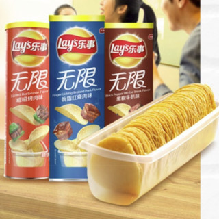 Lay's 乐事 无限 薯片组合装 3口味 104g*3袋（嗞嗞烤肉味+吮指红烧肉味+黑椒牛扒味）